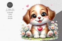 Puppy clipart, Valentine's Day, Heart clipart Product Image 1