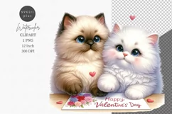 Couple kitten clipart, Valentines Day clipart, Love clipart Product Image 1