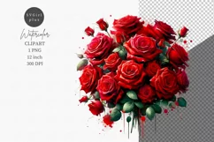Valentines Day, Red roses clipart, Floral arrangement, Product Image 1