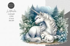 Unicorn family clipart, Valentine Day, Spring clipart, Product Image 1