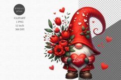 Valentines Day gnome clipart, Spring clipart Product Image 1