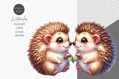 Hedgehogs holding a heart, Valentine Day, Spring clipart, Product Image 1
