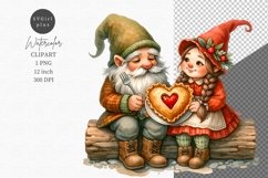 Valentines day clipart, Gnome couple clipart, Watercolor Product Image 1
