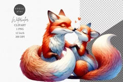 Foxes in love clipart, Family clipart, Valentines Days Product Image 1