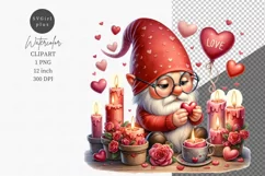 Gnome clipart, Candles clipart, Valentines Day clipart, Product Image 1