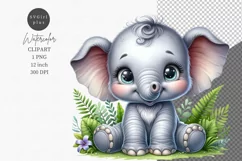 Elephant clipart, Safari clipart, Watercolor clipart Product Image 1