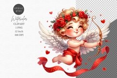 Valentines Day, Cupid clipart, Hearts clipart Product Image 1