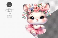 Bunny ballerina clipart, Watercolor clipart Product Image 1