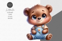 Baby bear clipart, Animals clipart, Watercolor clipart Product Image 1