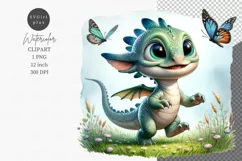 Baby dragon clipart, Spring clipart, Fantasy clipart Product Image 1
