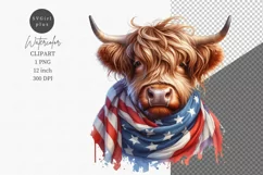 Patriotic clipart, Highland cow clipart, Product Image 1