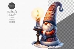Gnome with candle clipart, Christmas clipart, Candle clipart Product Image 1