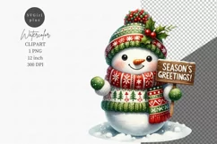 Snowman clipart, Christmas sublimation, Season's Greeting Product Image 1