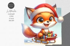 Fox with gifts clipart, Christmas clipart, Winter clipart Product Image 1