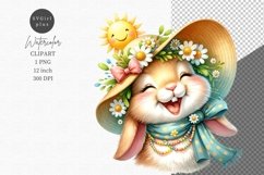 Happy bunny clipart, Spring clipart, Easter clipart Product Image 1