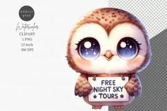 Owl clipart, Free night sky tours, Funny clipart Product Image 1