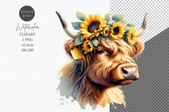 Spring clipart, Summer clipart, Highland calf clipart, Product Image 1