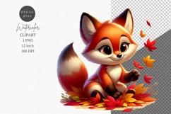 Fox clipart, Watercolor clipart, Baby animals clipart Product Image 1
