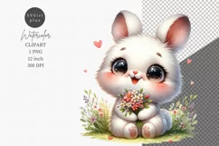 Cute bunny clipart, Valentine's Day, Heart clipart Product Image 1