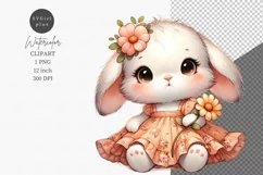 Bunny clipart, Watercolor clipart, Nursery clipart Product Image 1