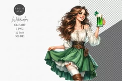 St Patrick clipart, Woman clipart, Watercolor clipart Product Image 1