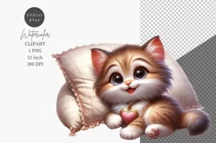 Happy kitten clipart, Heart clipart, Love clipart Product Image 1