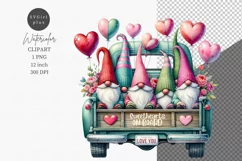 Valentines day, Gnomes clipart, Gnome on truck clipart Product Image 1