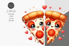 Valentines day clipart, Two pizza slices, In love Product Image 1