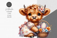 Easter clipart, Highland calf clipart, Cow clipart Product Image 1