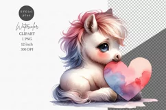 Bunny pony clipart, Valentine's Day, Heart clipart Product Image 1
