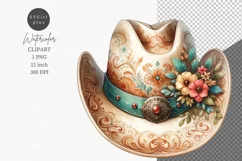 Cowgirl hat clipart, Western clipart, Watercolor clipart Product Image 1
