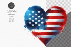 Patriotic clipart, Heart clipart, USA Product Image 1
