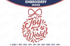 Joy to the World Christmas bauble embroidery design files Product Image 1