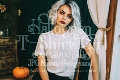 Halloween T-Shirt Mockup for Women, White T-Shirt Mockup, 12 Product Image 1
