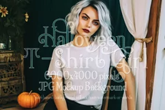 Halloween T-Shirt Mockup for Women, White T-Shirt Mockup, 12 Product Image 1