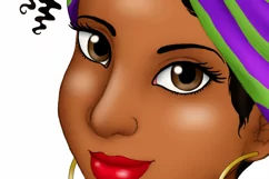 Black Woman Afro Head Wraps African American Clipart PNG Product Image 2