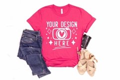 Bella Canvas 3001 Heather Rasberry Mockup, Unisex Tshirt Moc Product Image 1