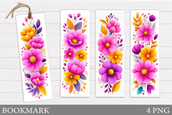 Flowers Bookmark Sublimation. Floral Bookmark Design Product Image 1