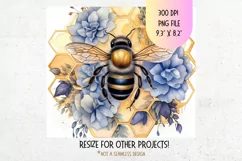 Honey Bee Tumbler Wrap | Floral Bee Tumbler Sublimation Png Product Image 2