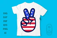 4th of July - Victory SVG File / Peace Sign SVG / V Sign SVG Product Image 3