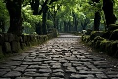 Tranquil Stone road forest way. Generate Ai Product Image 1