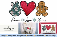 Peace Love Christmas Sublimation Design PNG Product Image 1
