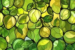 Green Fruit Stained Glass Background Wallpaper Product Image 1