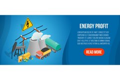 Energy profit concept banner, isometric style Product Image 1