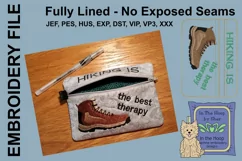 Hiking is Therapy Zipper Bag - Fully Lined, 5X7 HOOP Product Image 2
