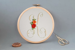 Floral alphabet letter K pdf hand embroidery Flower monogram Product Image 1