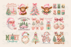 Christmas PNG Bundle, Pink Christmas Clipart, Cute Santa Png Product Image 2