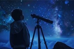 Young astronomer exploring starry night sky Product Image 1