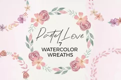 Florals 7 Wreaths Watercolor Flowers Pastel Love Pink Product Image 1