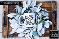 11 oz Mug Mockup with Snowy Wreath on Tray | Stylized Photo Product Image 1